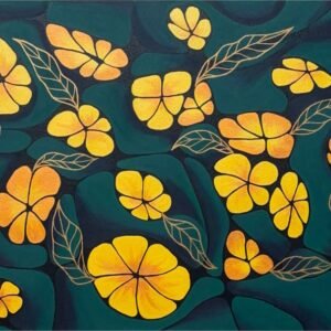 Golden Wildflowers in Mystic Green